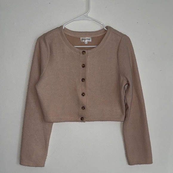 Privacy Please Sweaters - Blush Button-Up Cropped Cardigan